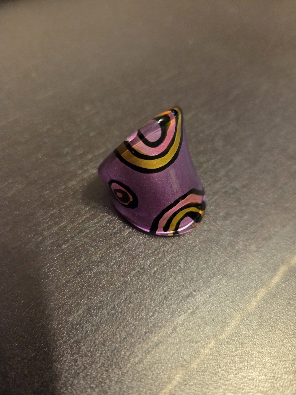Purple Abstract Pattern Resin Statement Ring